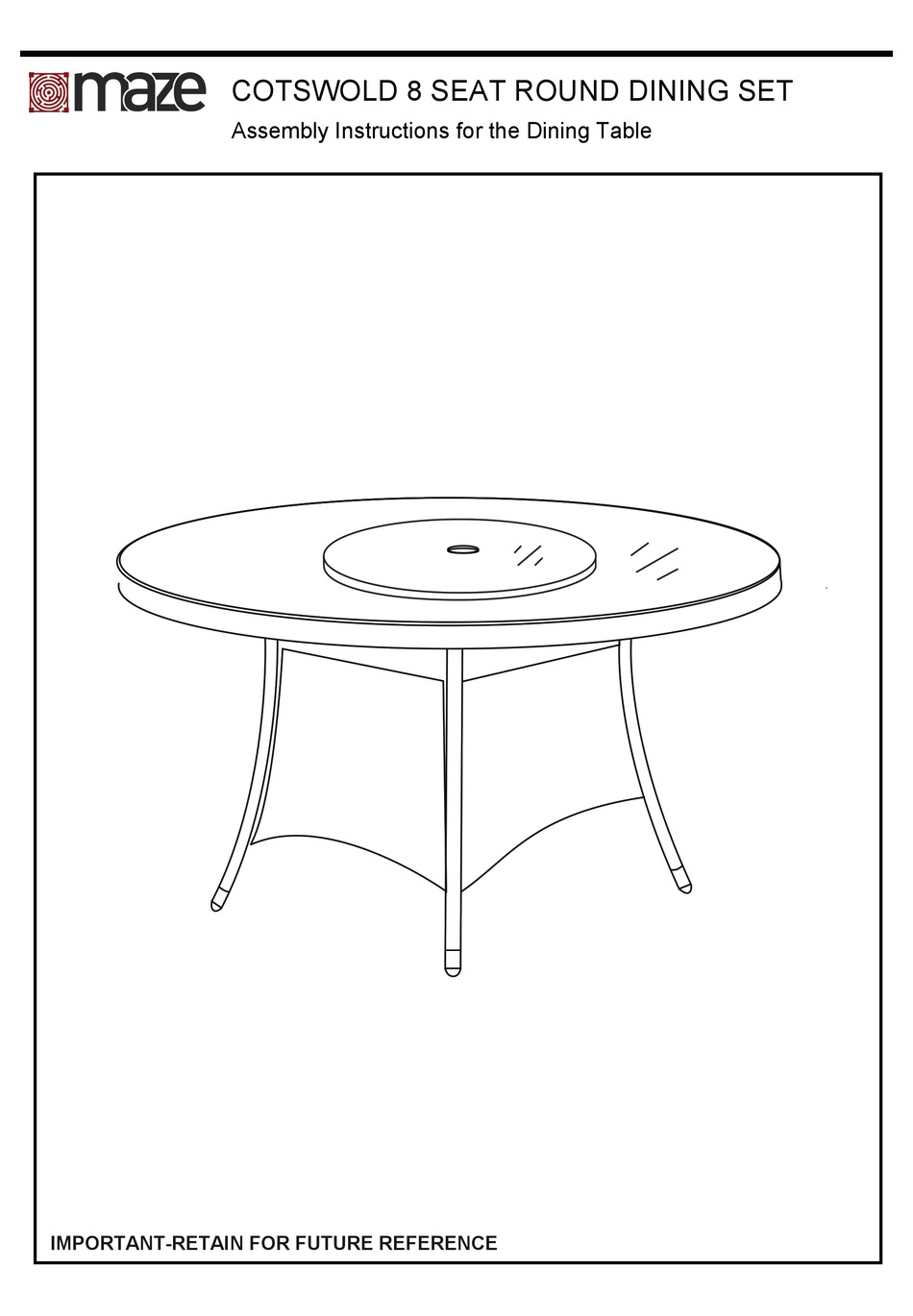 MAZE COTSWOLD ASSEMBLY INSTRUCTIONS Pdf Download ManualsLib