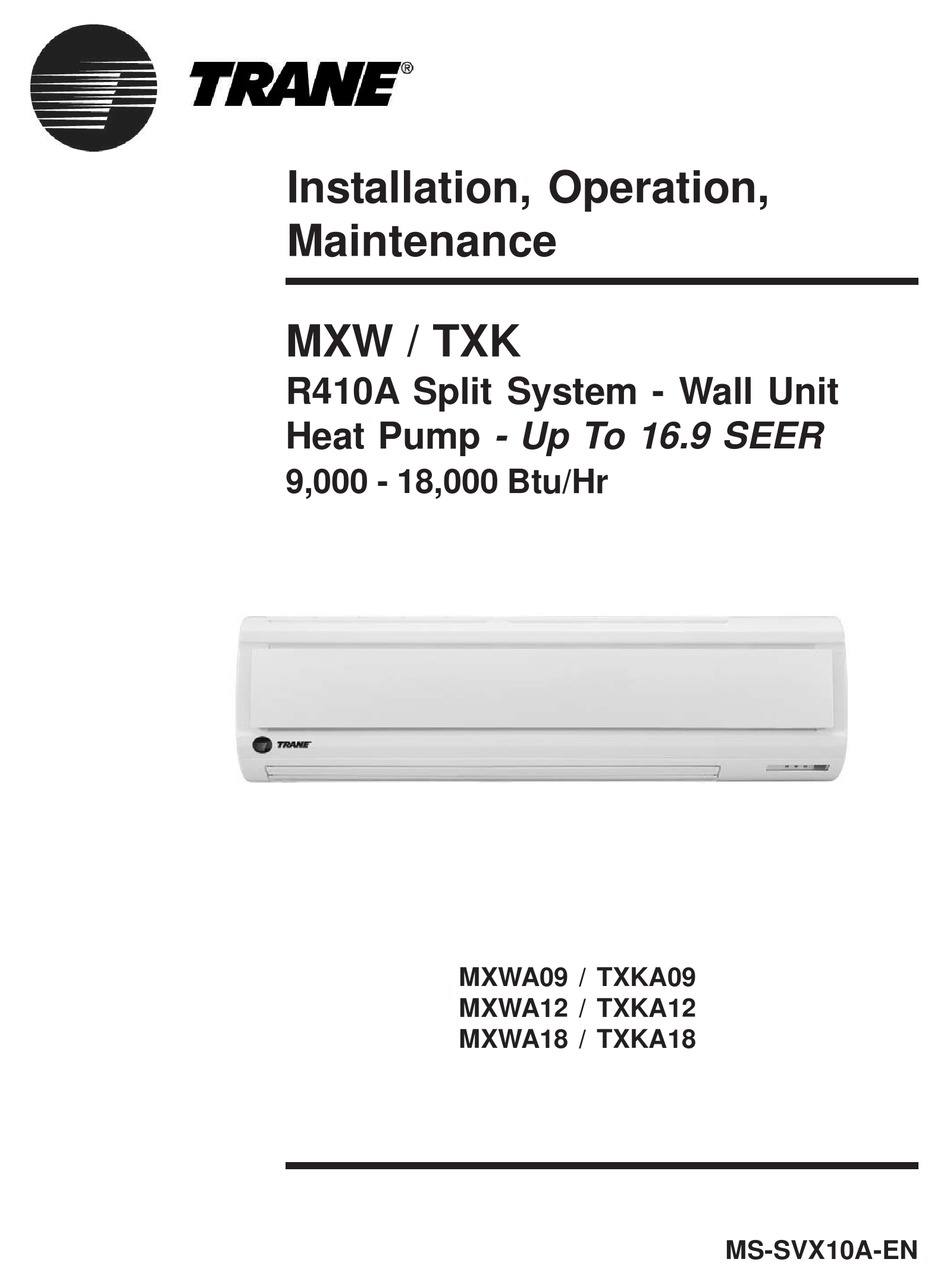 TRANE MXW INSTALLATION OPERATION & MAINTENANCE Pdf Download ManualsLib