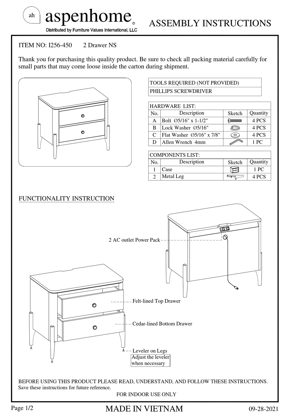 ASPENHOME I256450 ASSEMBLY INSTRUCTIONS Pdf Download ManualsLib