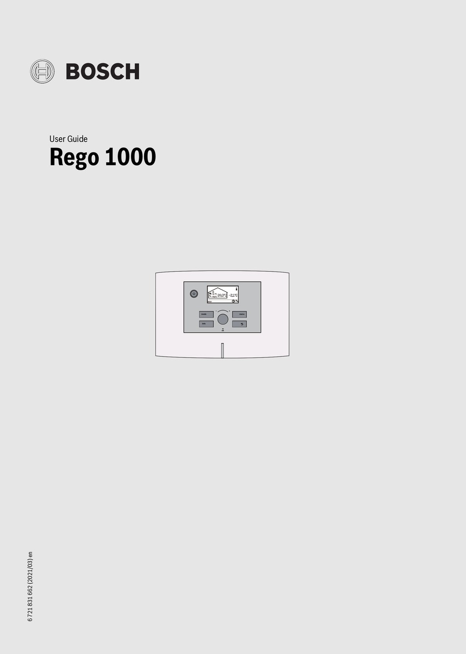 BOSCH REGO 1000 USER MANUAL Pdf Download ManualsLib