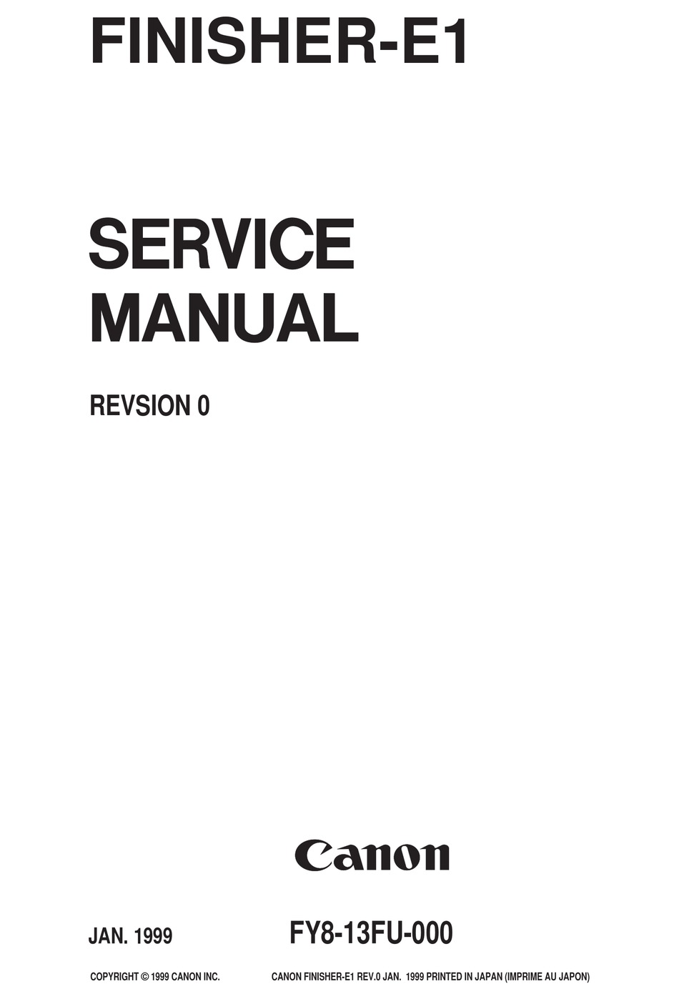 CANON FINISJERE1 SERVICE MANUAL Pdf Download ManualsLib