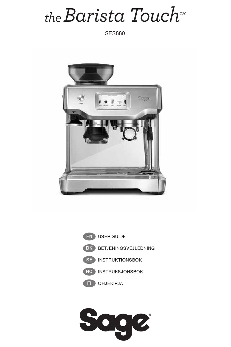 SAGE BARISTA TOUCH SES880 USER MANUAL Pdf Download ManualsLib