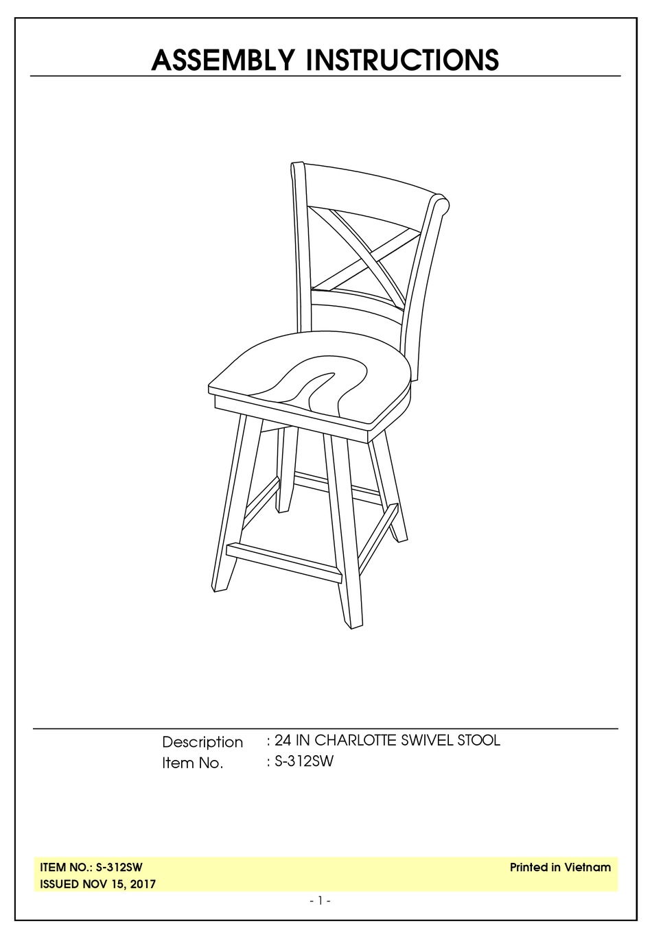 UNFINISHED FURNITURE OF WILMINGTON S312SW ASSEMBLY INSTRUCTIONS Pdf