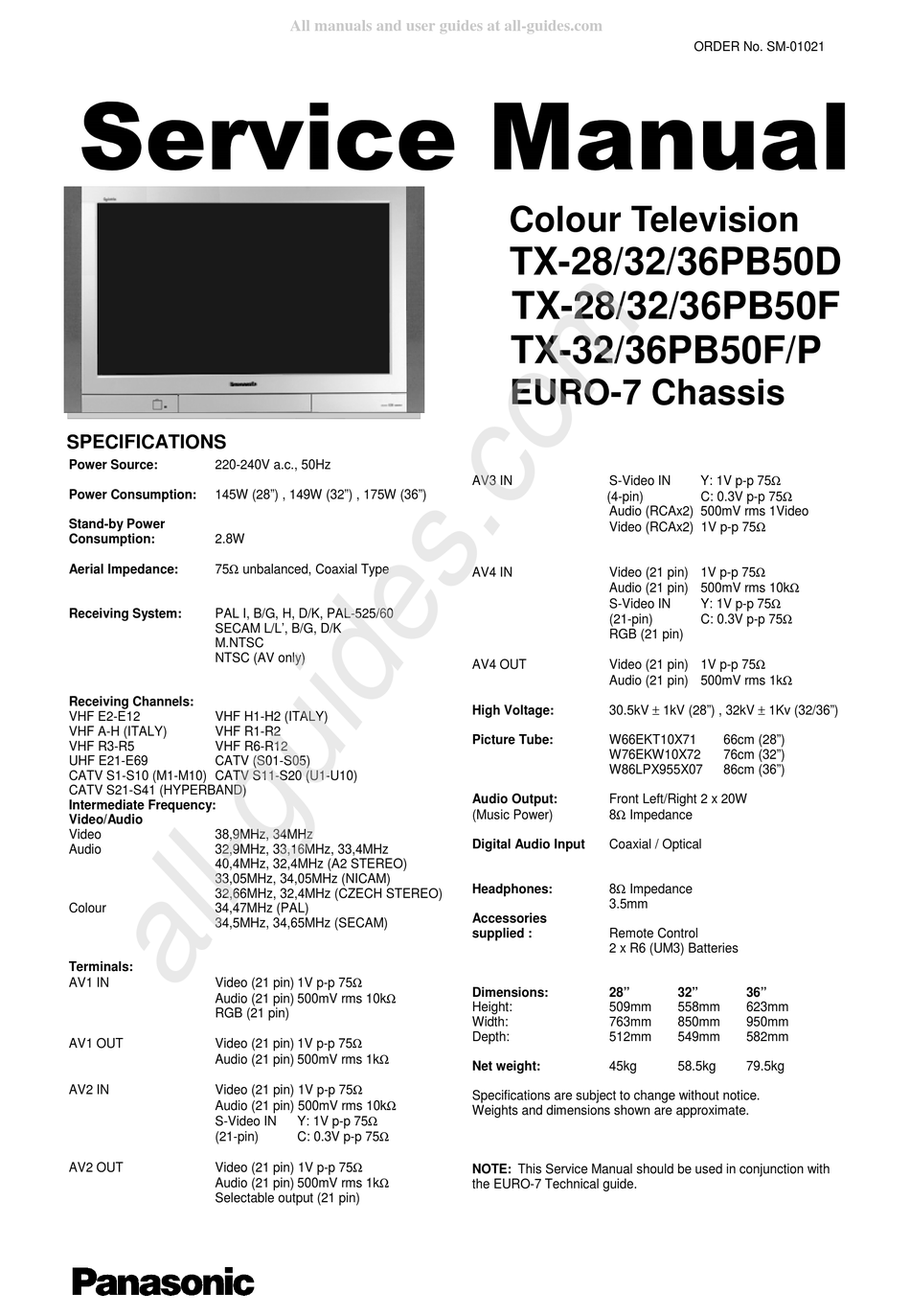 PANASONIC TX-28PB50D SERVICE MANUAL Pdf Download | ManualsLib