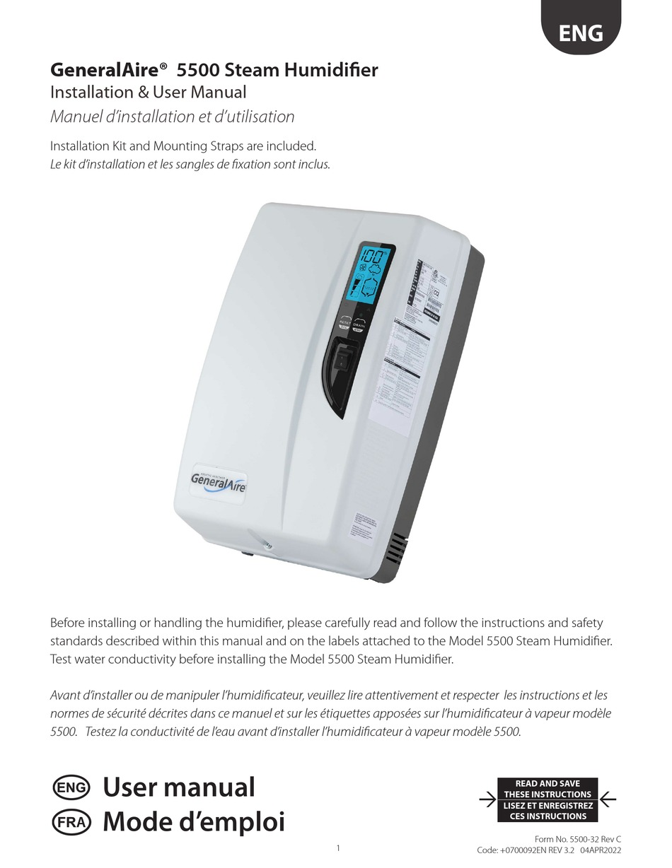 GENERAL FILTERS GENERALAIRE 5500 INSTALLATION AND USER MANUAL Pdf