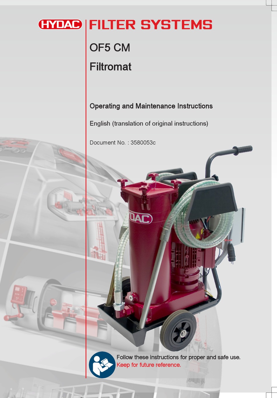 HYDAC OF5 CM OPERATING AND MAINTENANCE INSTRUCTIONS MANUAL Pdf Download