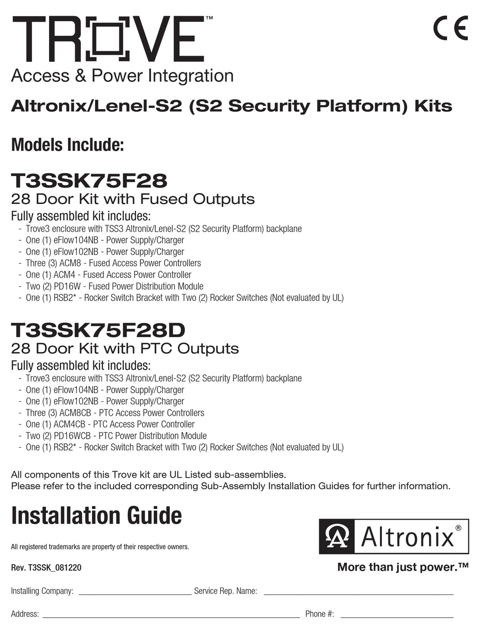ALTRONIX TROVE T3SSK75F28 INSTALLATION MANUAL Pdf Download ManualsLib