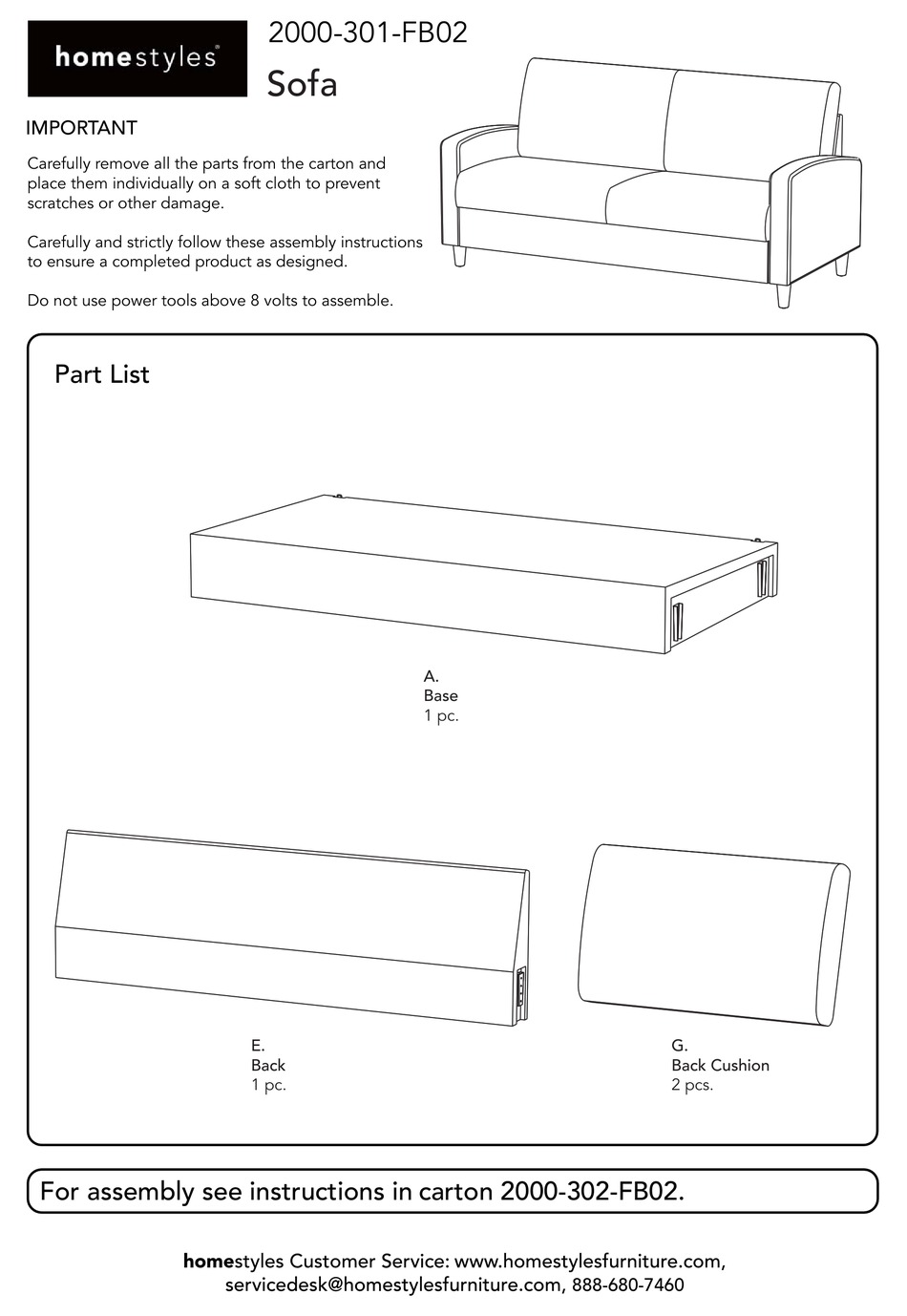 HOMESTYLES 2000301FB02 ASSEMBLY INSTRUCTIONS Pdf Download ManualsLib