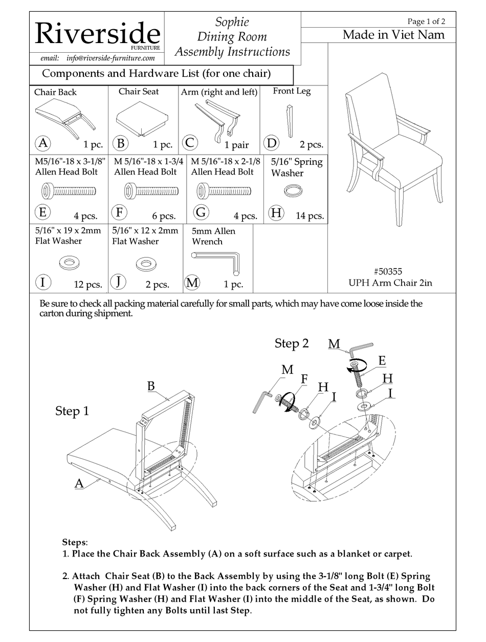 RIVERSIDE FURNITURE SOPHIE ASSEMBLY INSTRUCTIONS Pdf Download ManualsLib
