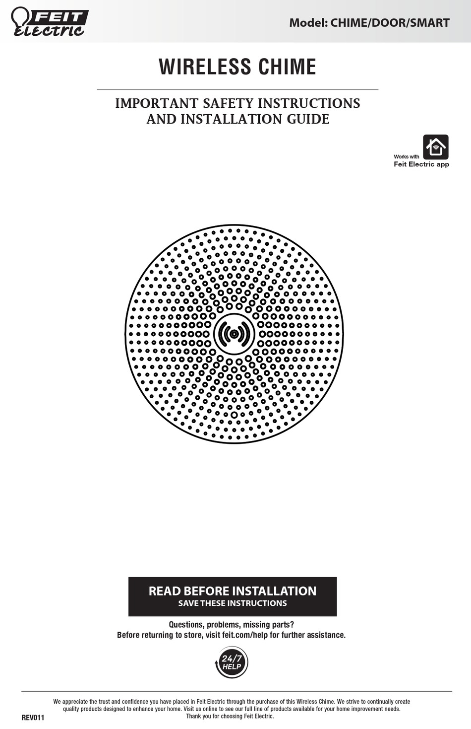 FEIT ELECTRIC CHIME IMPORTANT SAFETY INSTRUCTIONS AND INSTALLATION MANUAL Pdf Download ManualsLib