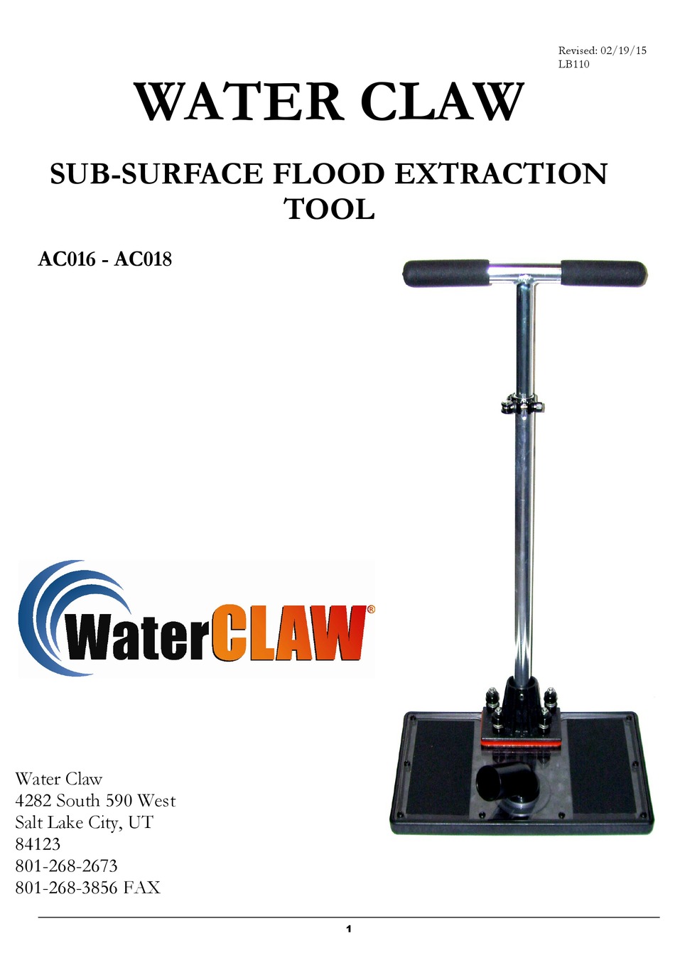 WATER CLAW AC016 QUICK START MANUAL Pdf Download ManualsLib