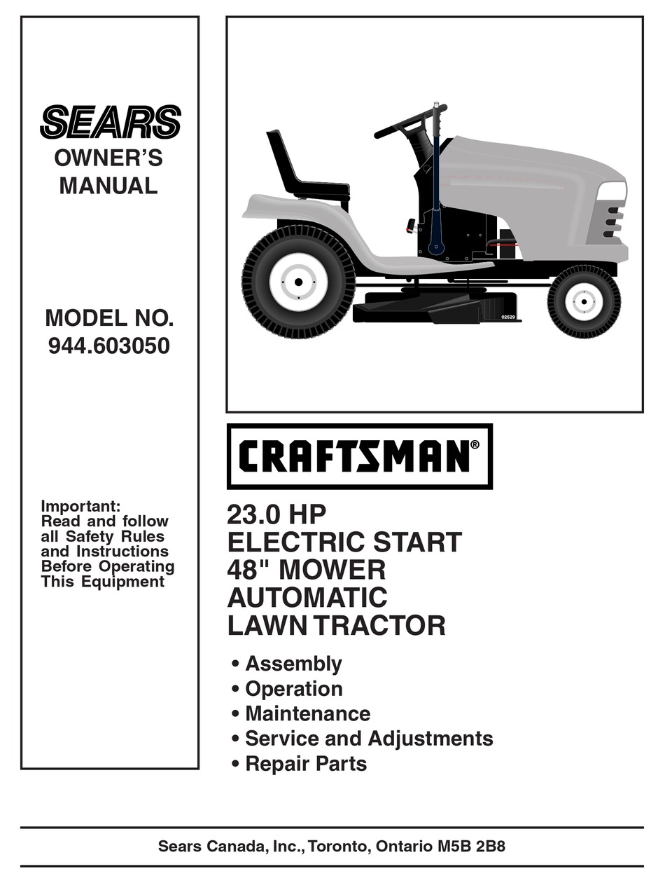 SEARS CRAFTSMAN 944.603050 OWNER'S MANUAL Pdf Download | ManualsLib