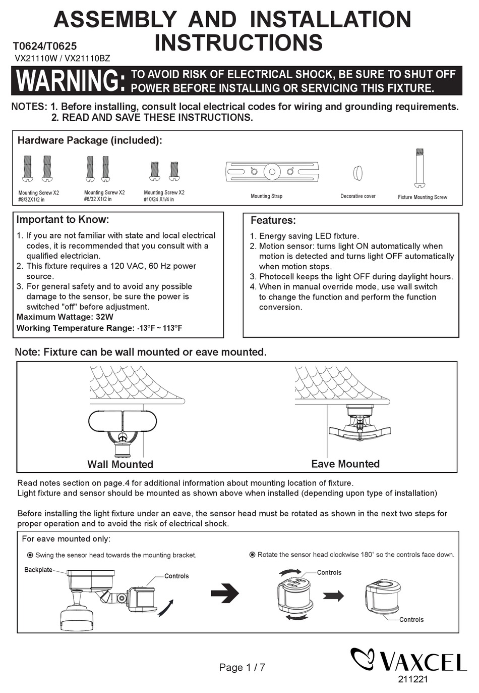 VAXCEL T0624 ASSEMBLY AND INSTALLATION INSTRUCTIONS MANUAL Pdf Download ...