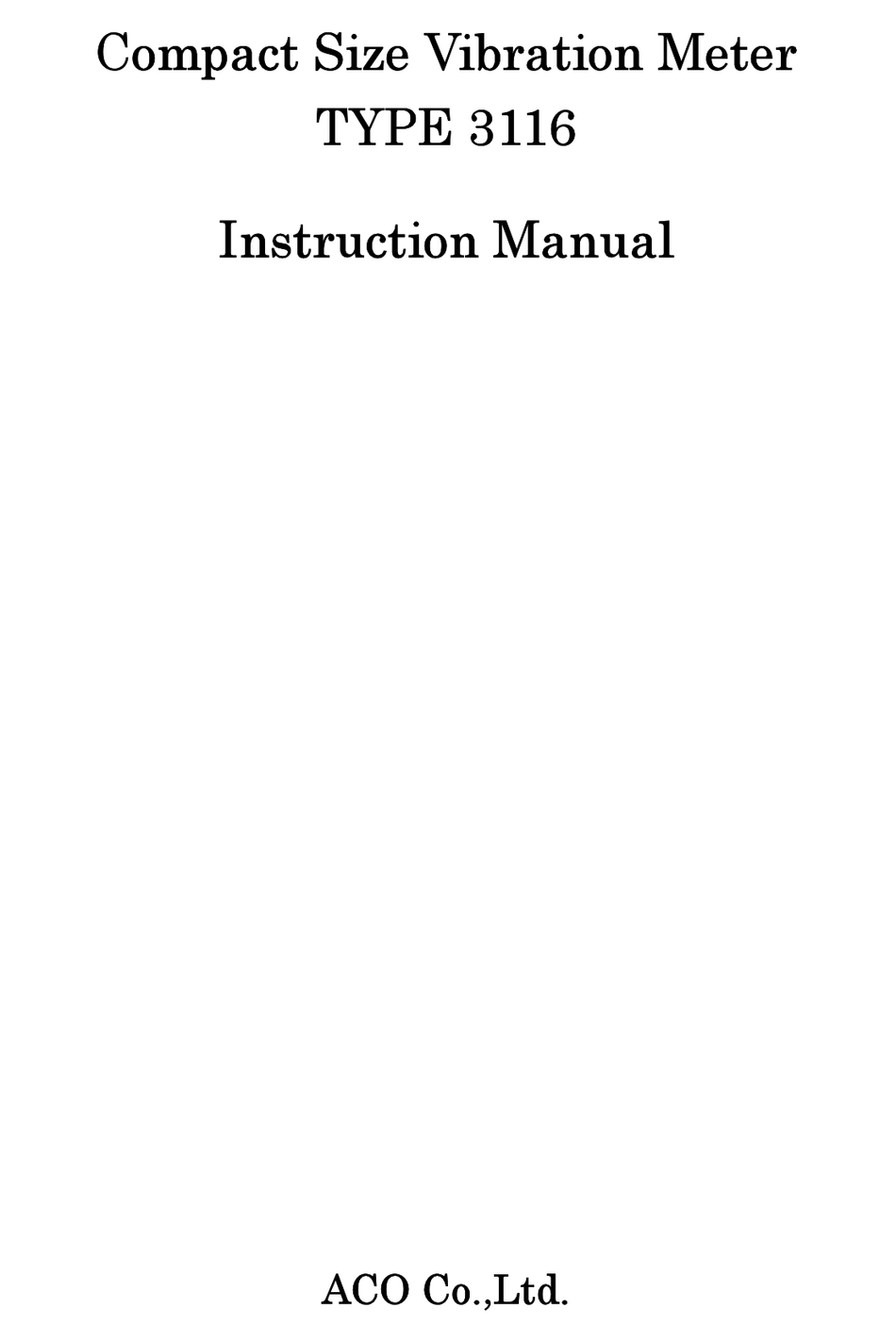 ACO 3116 INSTRUCTION MANUAL Pdf Download | ManualsLib