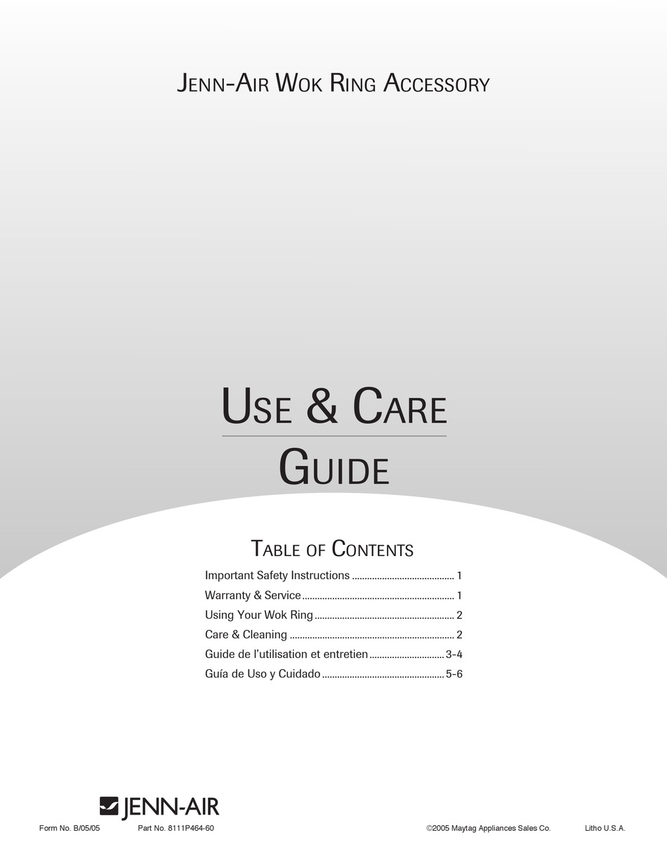 JENNAIR 8111P46460 USE & CARE MANUAL Pdf Download ManualsLib