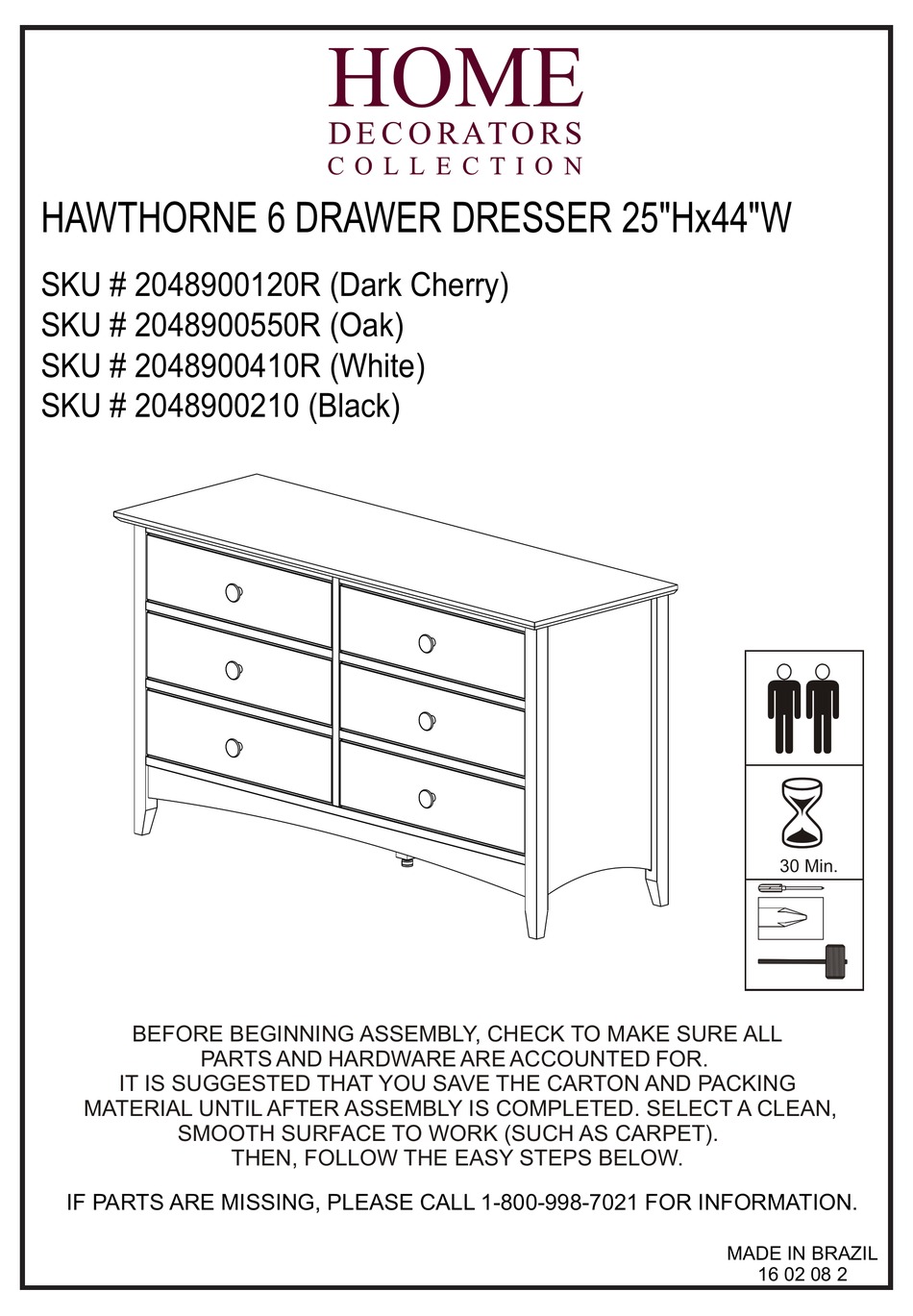 HOME DECORATORS COLLECTION 2048900120R ASSEMBLY INSTRUCTIONS MANUAL Pdf