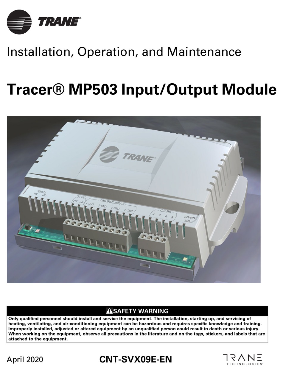 TRANE TRACER MP503 INSTALLATION, OPERATION AND MAINTENANCE MANUAL Pdf