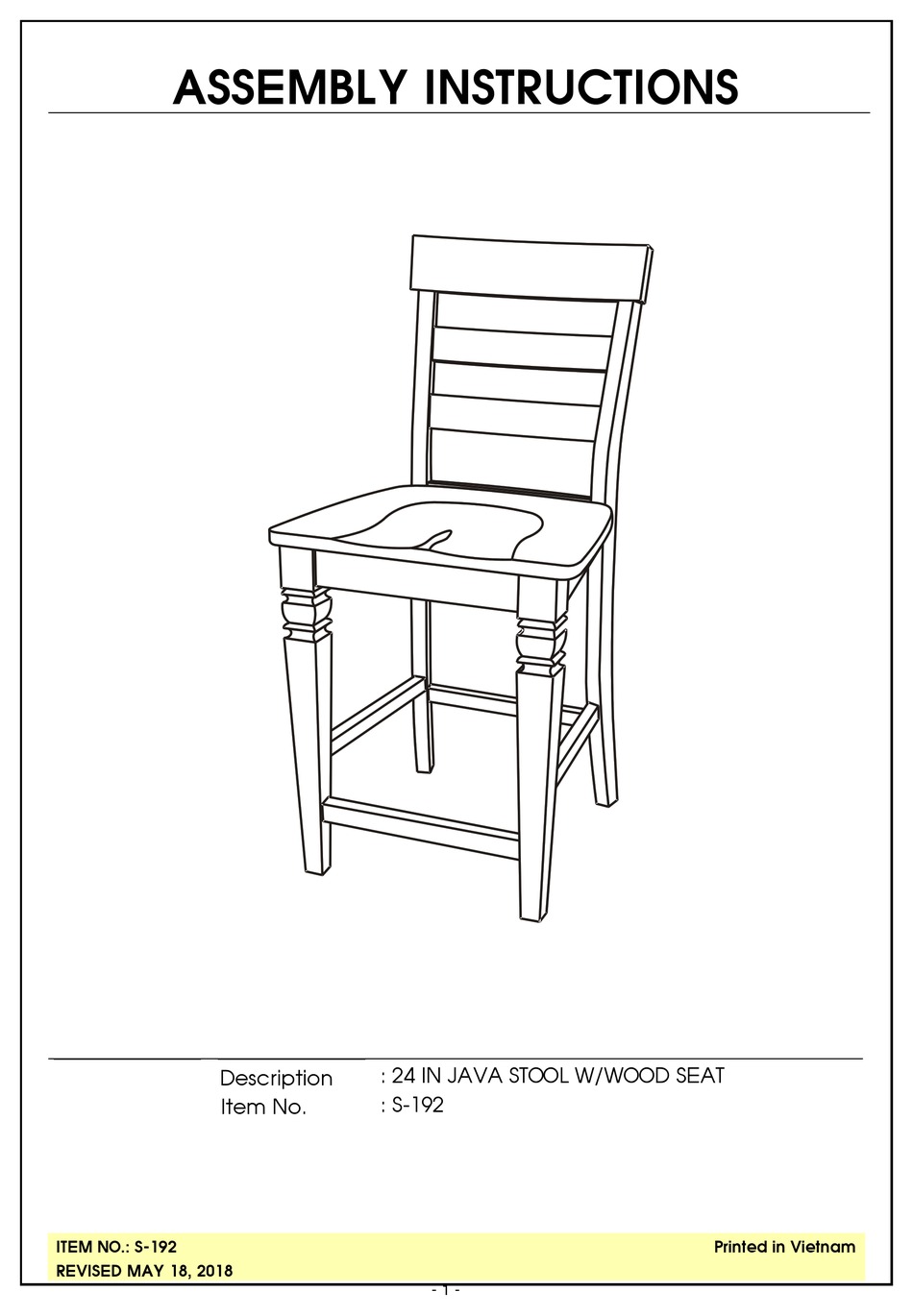 UNFINISHED FURNITURE OF WILMINGTON S192 ASSEMBLY INSTRUCTIONS Pdf