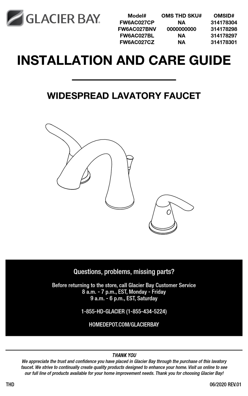 GLACIER BAY FW6AC027CP INSTALLATION AND CARE MANUAL Pdf Download ManualsLib