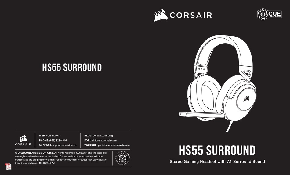 CORSAIR HS55 SURROUND USER MANUAL Pdf Download | ManualsLib