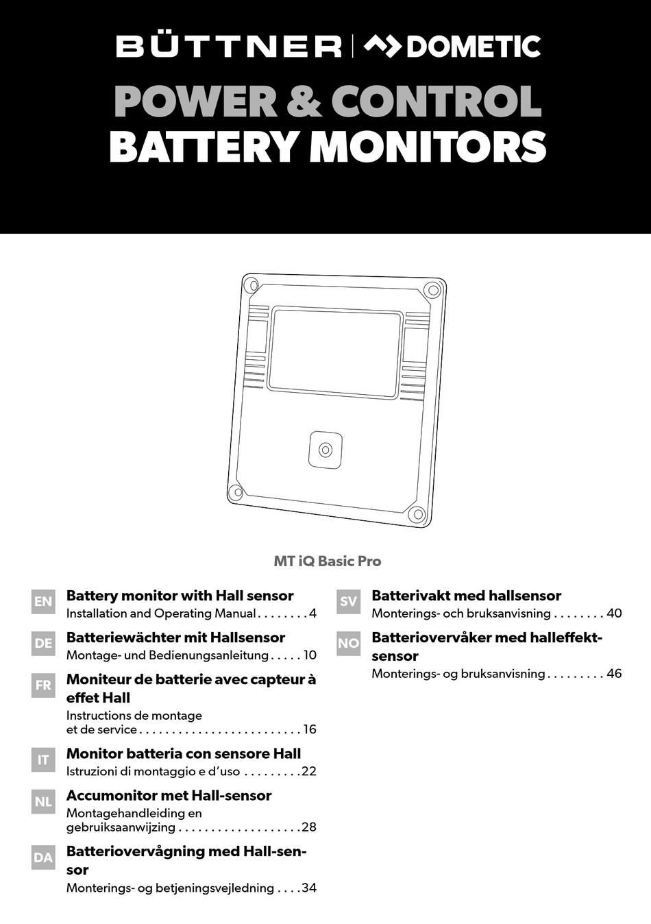 DOMETIC BUTTNER MT IQ BASIC PRO INSTALLATION AND OPERATING MANUAL Pdf