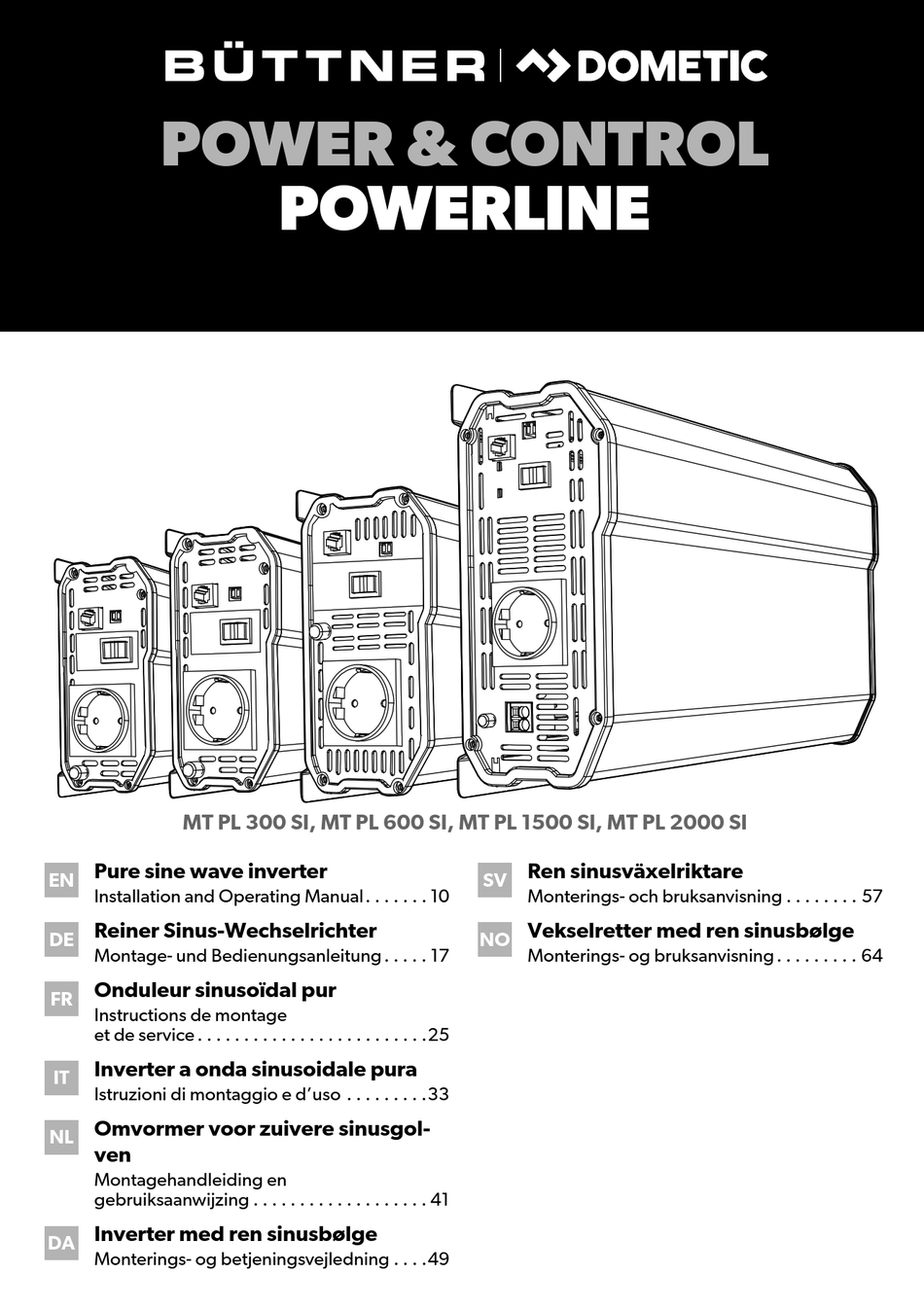 DOMETIC BUTTNER MT PL 300 SI INSTALLATION AND OPERATING MANUAL Pdf