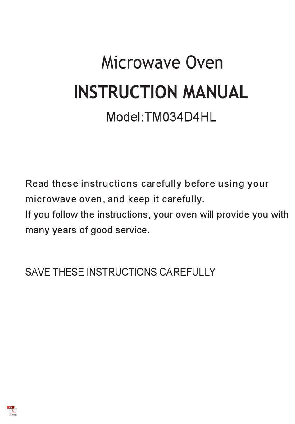 MIDEA TM034D4HL INSTRUCTION MANUAL Pdf Download | ManualsLib