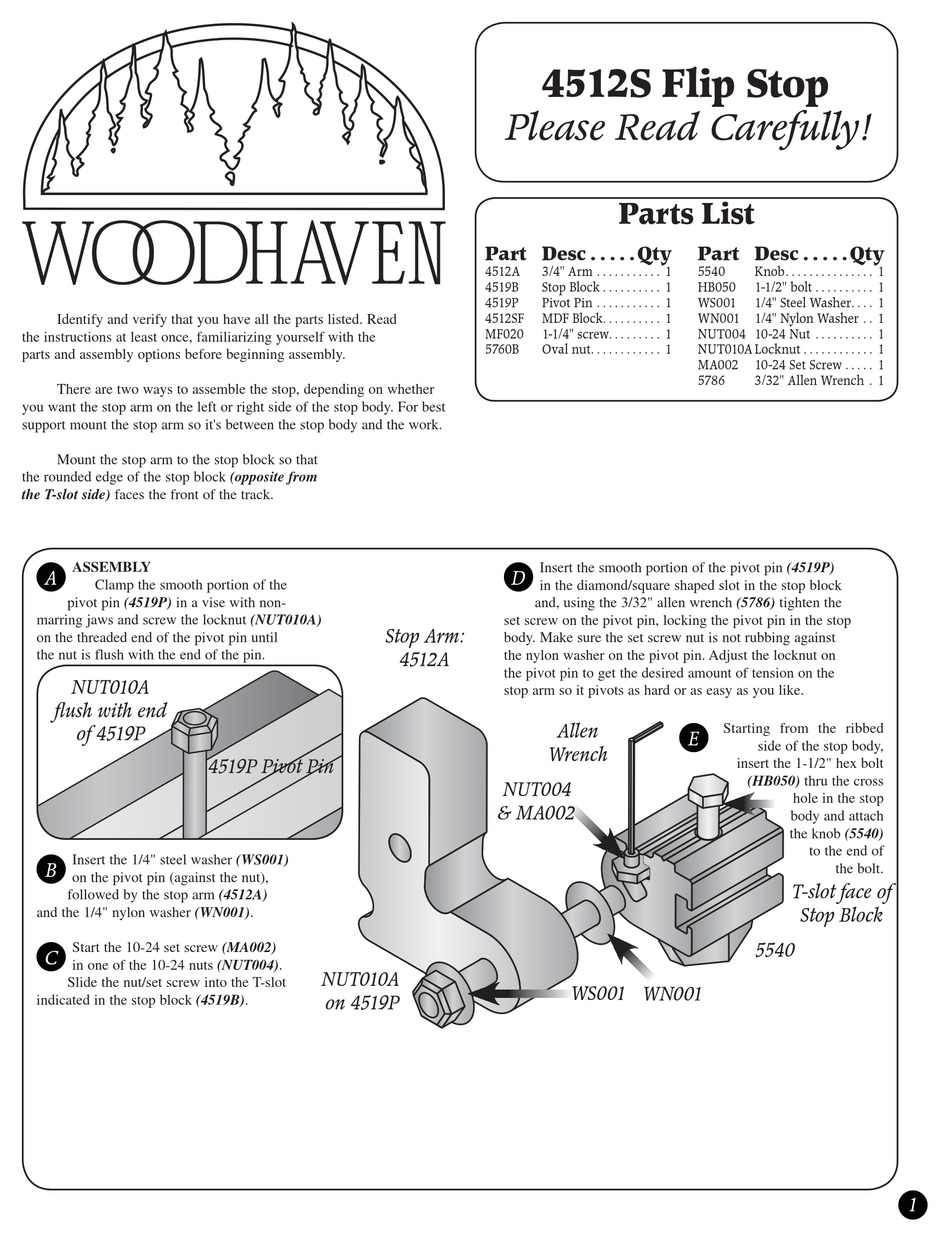 WOODHAVEN 4512S QUICK START MANUAL Pdf Download ManualsLib