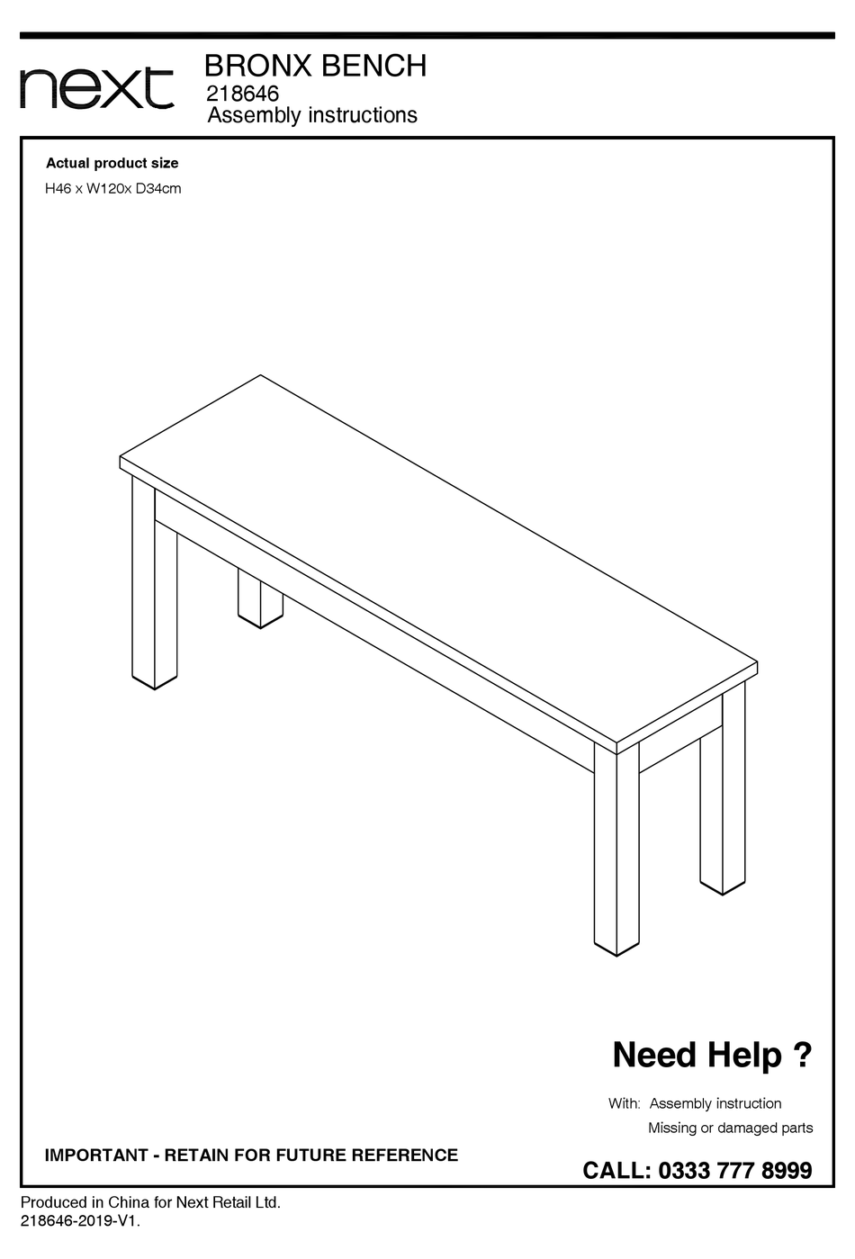 NEXT BRONX 218646 ASSEMBLY INSTRUCTIONS MANUAL Pdf Download ManualsLib