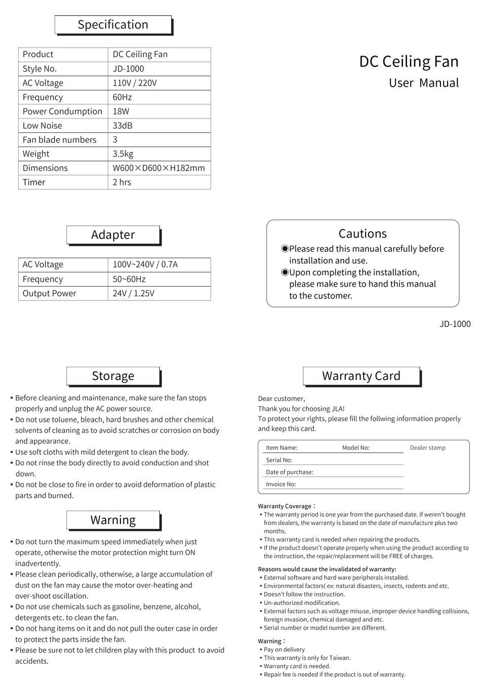 JLA JD1000 USER MANUAL Pdf Download ManualsLib