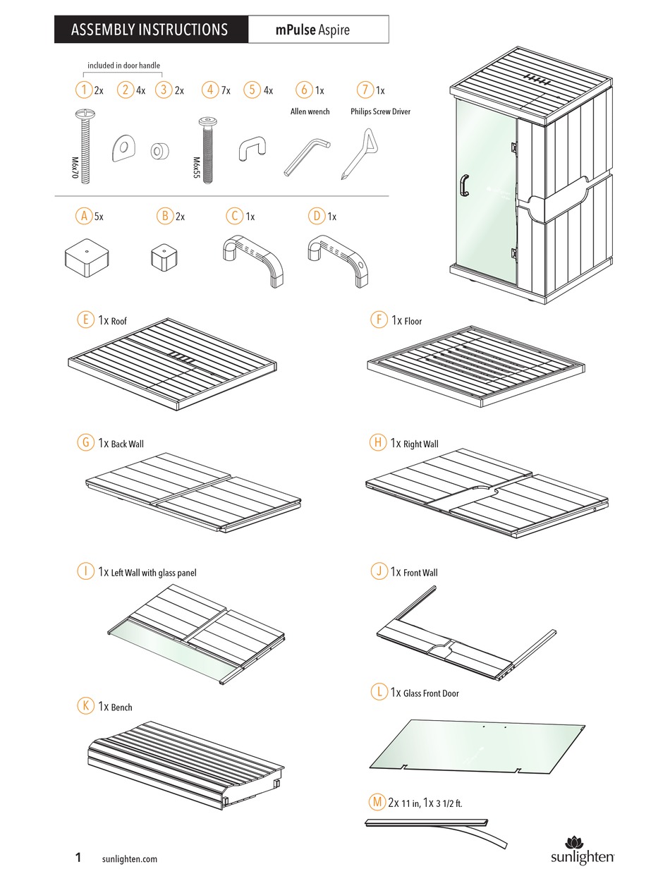 SUNLIGHTEN MPULSE ASPIRE ASSEMBLY INSTRUCTIONS MANUAL Pdf Download