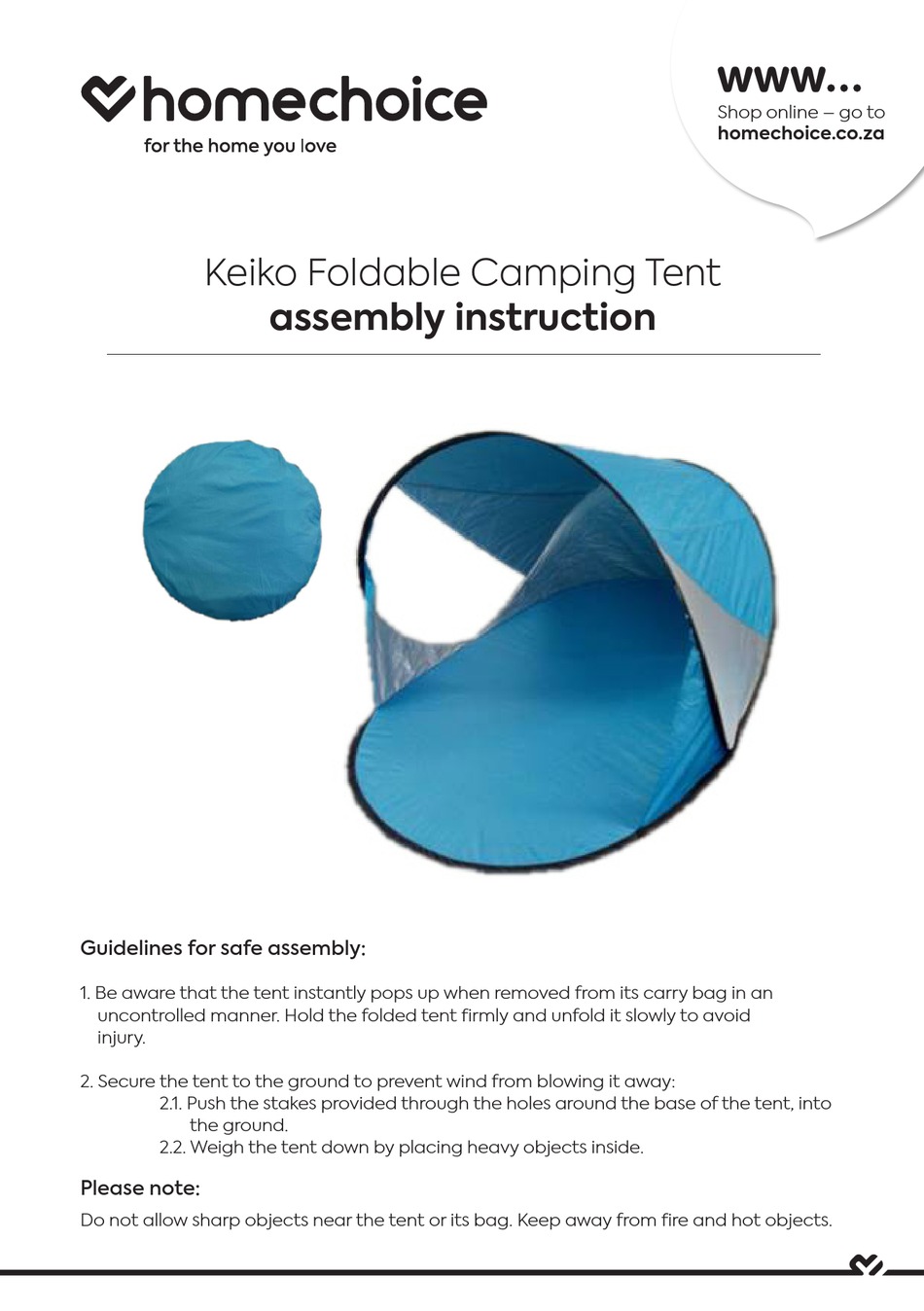 HOMECHOICE KEIKO FOLDABLE ASSEMBLY INSTRUCTION Pdf Download ManualsLib