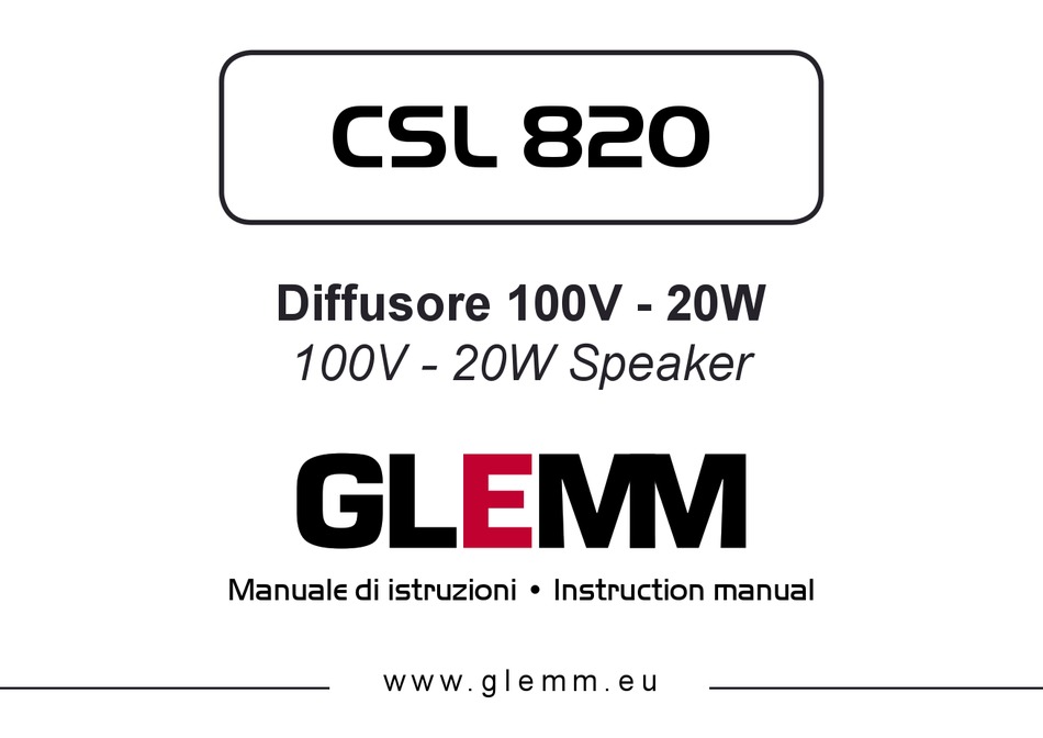 GLEMM CSL 820 INSTRUCTION MANUAL Pdf Download ManualsLib