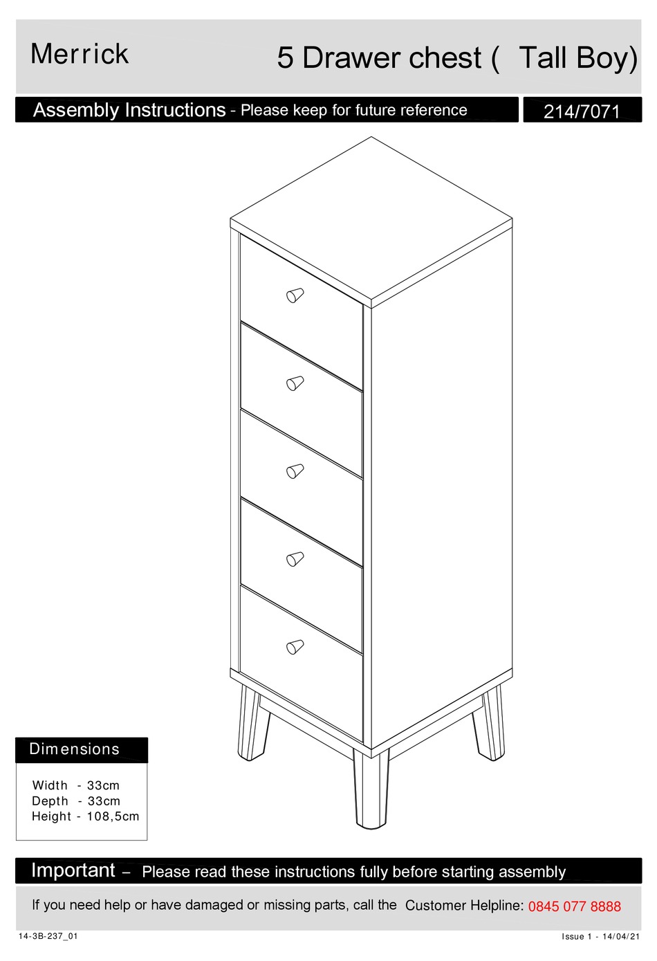 ARGOS MERRICK 214/7071 ASSEMBLY INSTRUCTIONS MANUAL Pdf Download