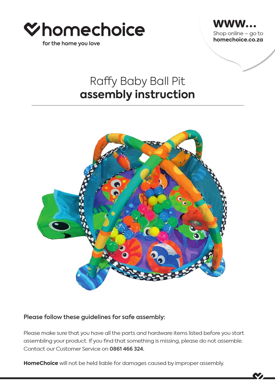 HOMECHOICE RAFFY BABY BALL PIT ASSEMBLY INSTRUCTION Pdf Download