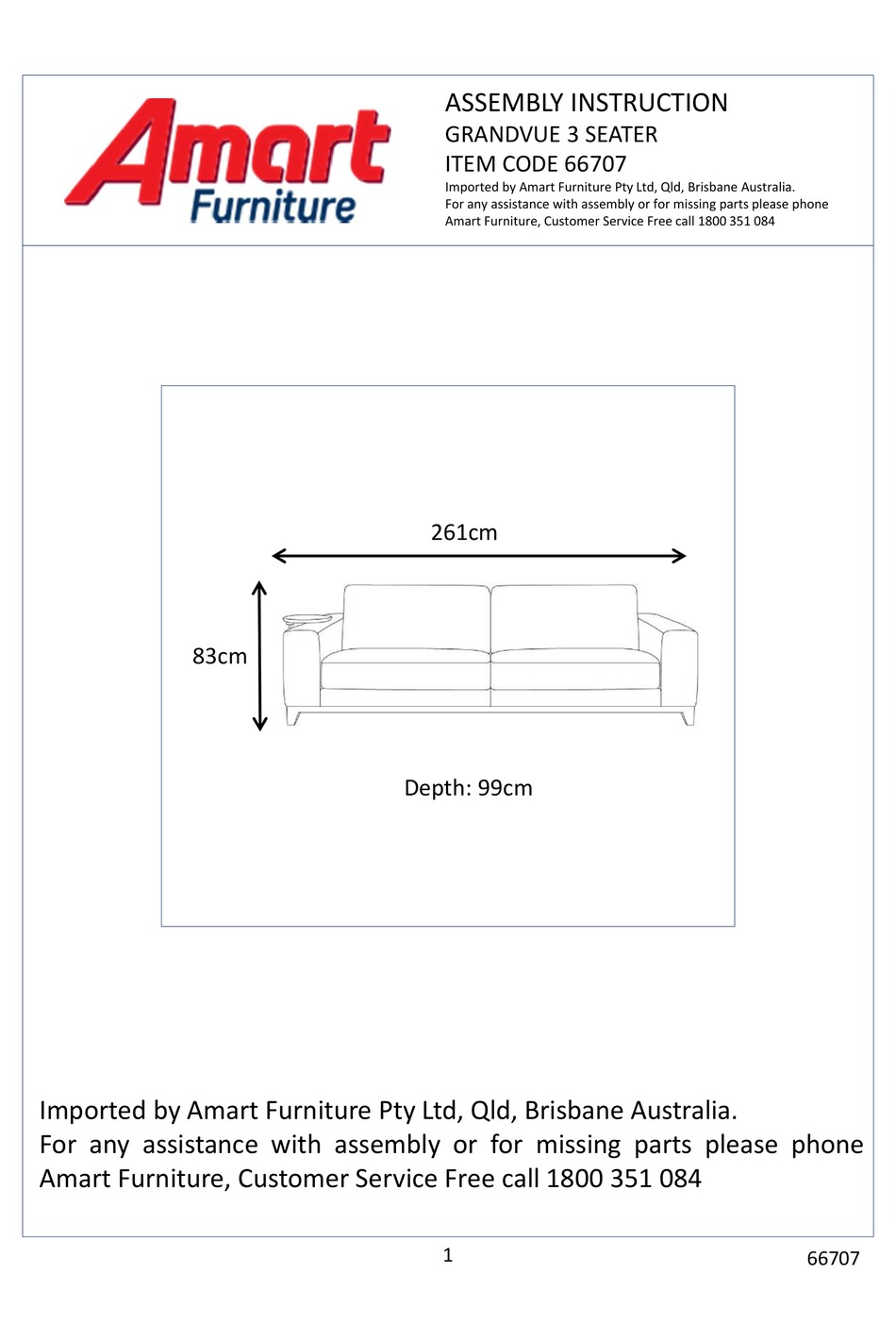 AMART FURNITURE GRANDVUE 66707 ASSEMBLY INSTRUCTION MANUAL Pdf Download ManualsLib