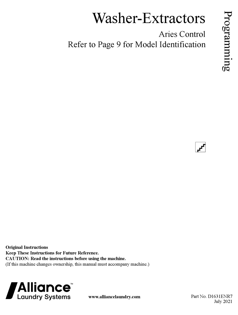 ALLIANCE LAUNDRY SYSTEMS IAE180J ORIGINAL INSTRUCTIONS MANUAL Pdf