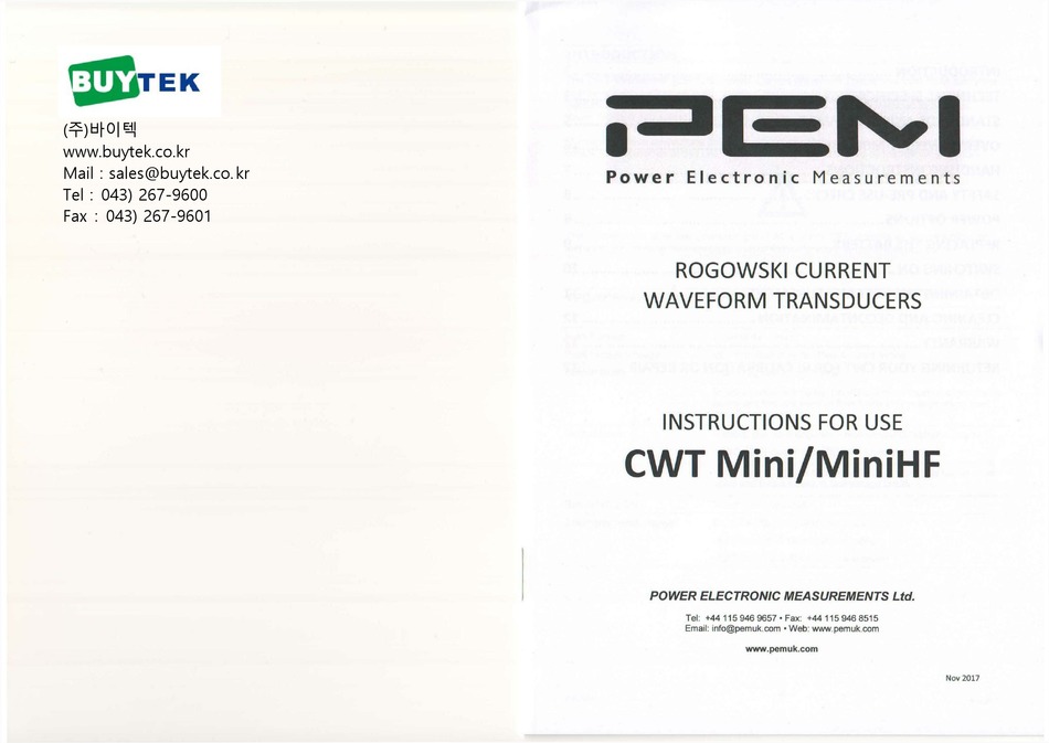 PEM CWT MINI INSTRUCTIONS FOR USE MANUAL Pdf Download | ManualsLib