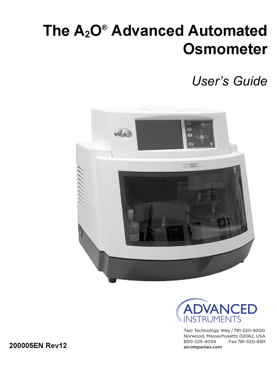 ADVANCED INSTRUMENTS A2O USER MANUAL Pdf Download ManualsLib