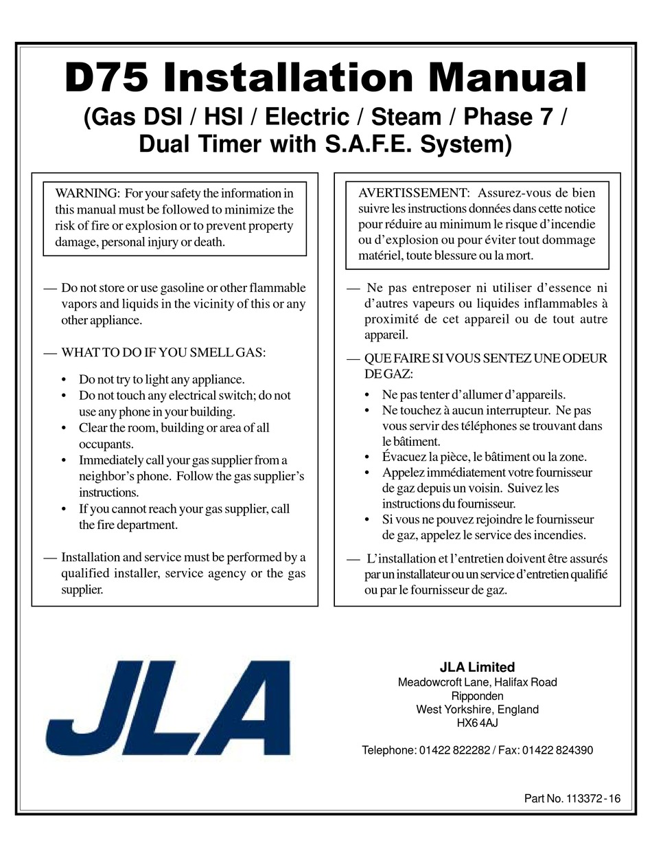 JLA D75 INSTALLATION MANUAL Pdf Download ManualsLib