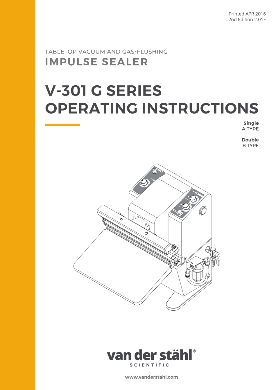 VAN DER STAHL V301 G SERIES OPERATING INSTRUCTIONS MANUAL Pdf Download