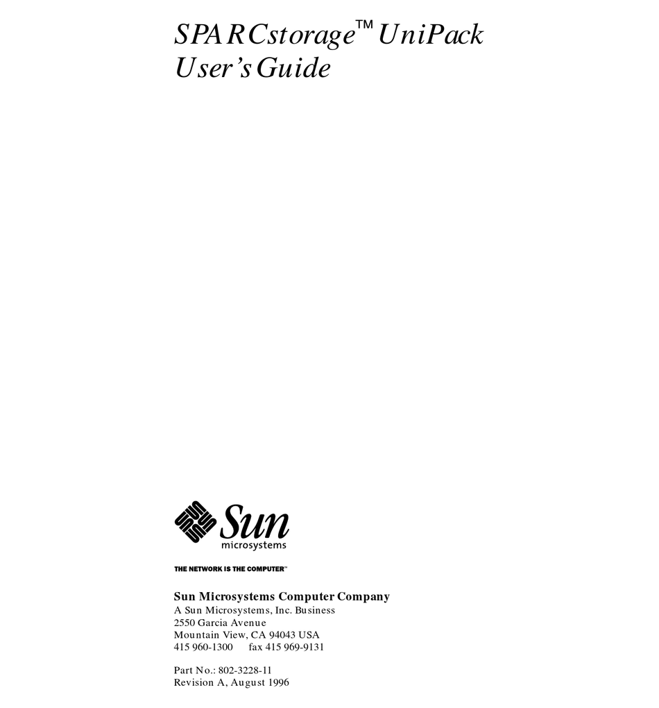 Sun Microsystems Sparcstorage User Manual Pdf Download 