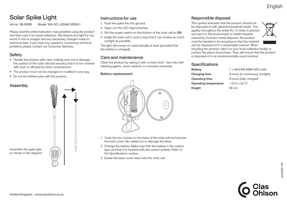CLAS OHLSON WXSCLED44120W1 INSTRUCTION MANUAL Pdf Download ManualsLib