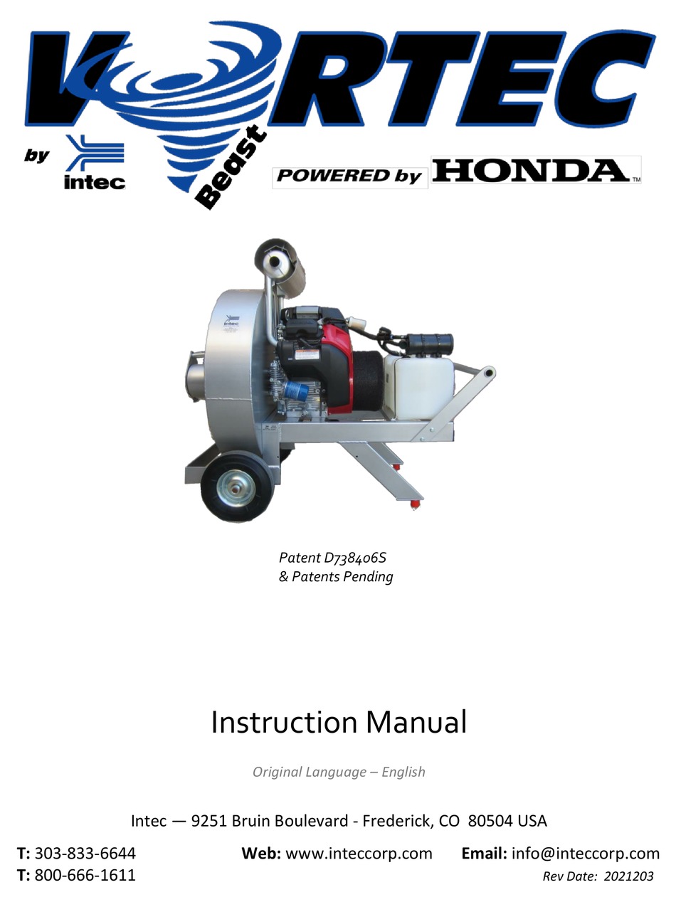 INTEC VORTEC BEAST INSTRUCTION MANUAL Pdf Download ManualsLib