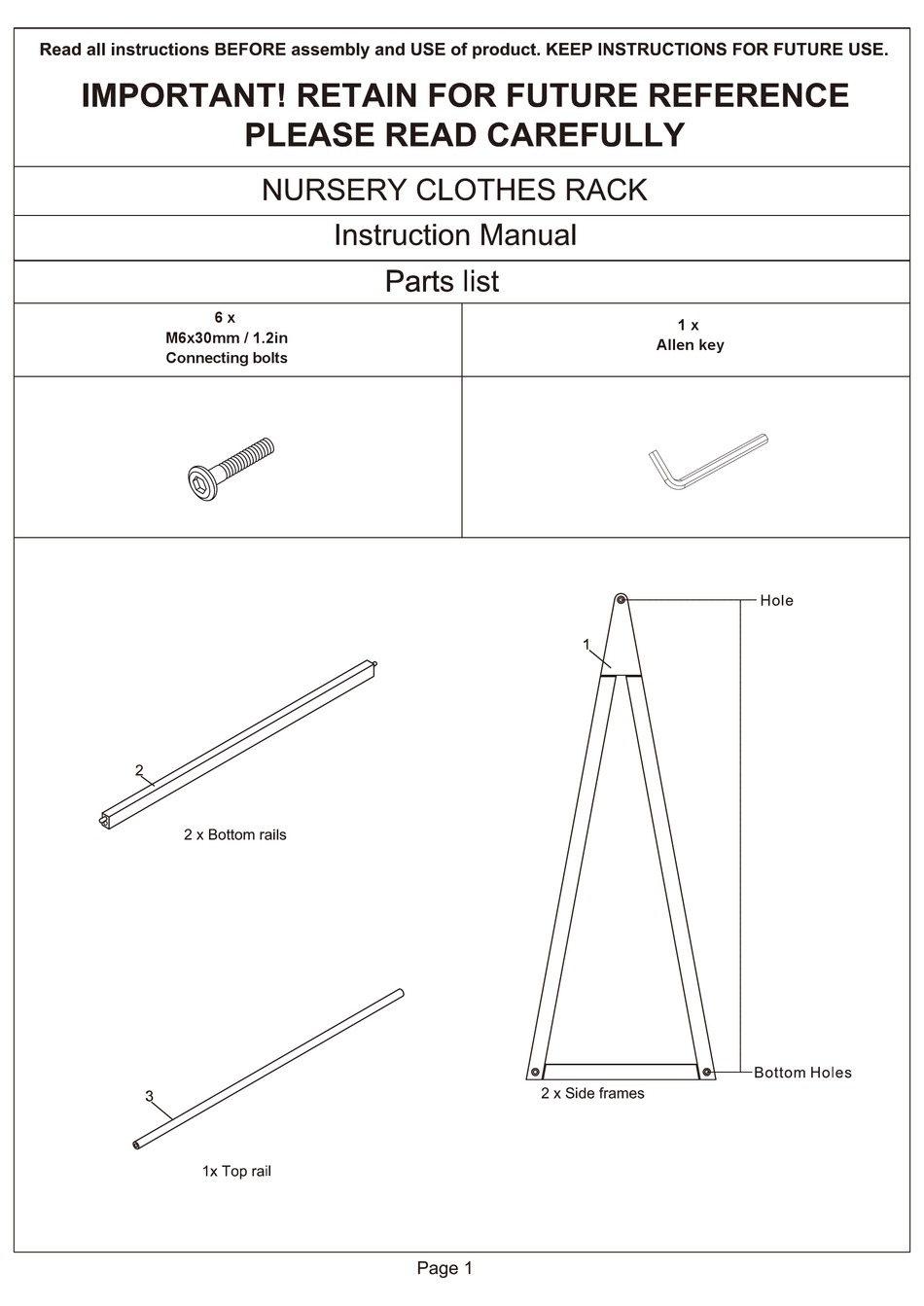 KMART NURSERY CLOTHES RACK INSTRUCTION MANUAL Pdf Download ManualsLib