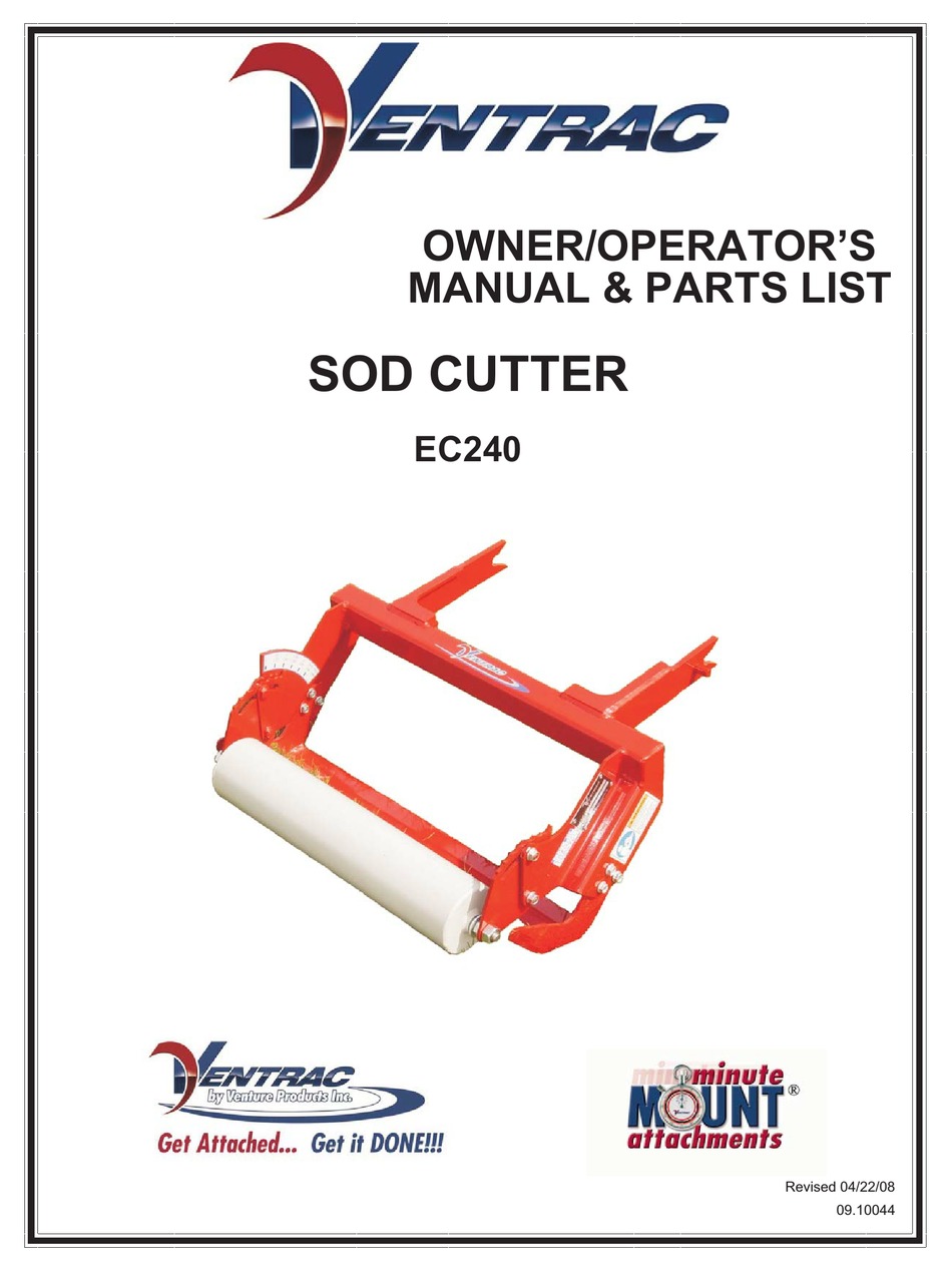 VENTRAC EC240 OWNER/OPERATOR'S MANUAL & PARTS LIST Pdf Download