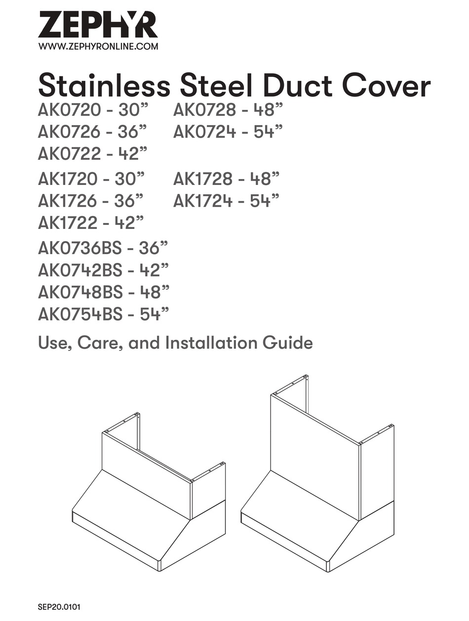 ZEPHYR AK0720 USE, CARE AND INSTALLATION MANUAL Pdf Download ManualsLib