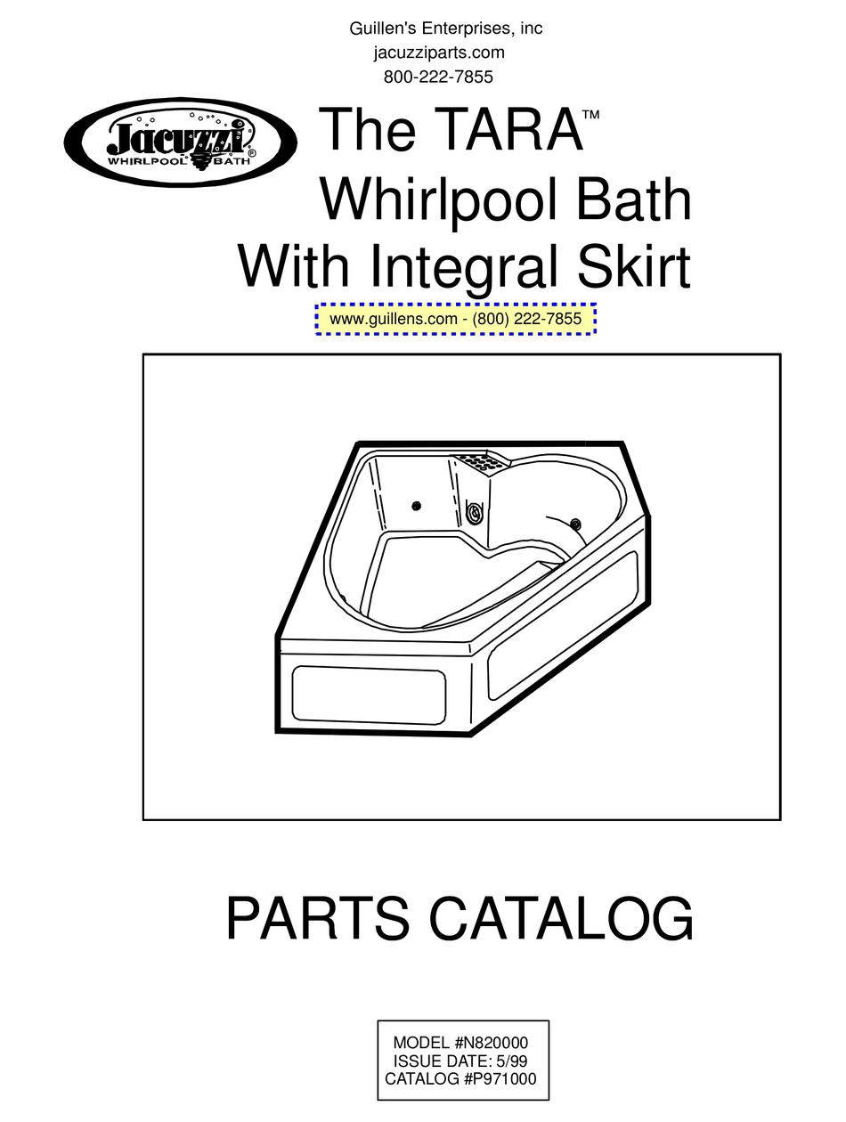 GUILLENS JACUZZI WHIRLPOOL BATH TARA N820000 QUICK START MANUAL Pdf