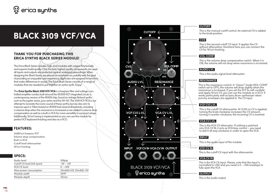 ERICA SYNTHS BLACK SERIES MANUAL Pdf Download ManualsLib