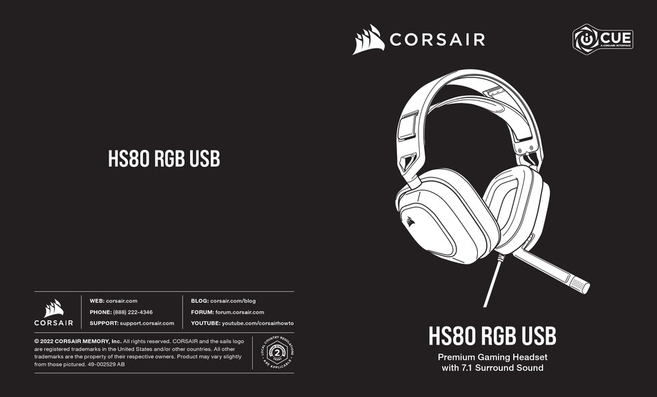 CORSAIR HS80 RGB USB MANUAL Pdf Download ManualsLib